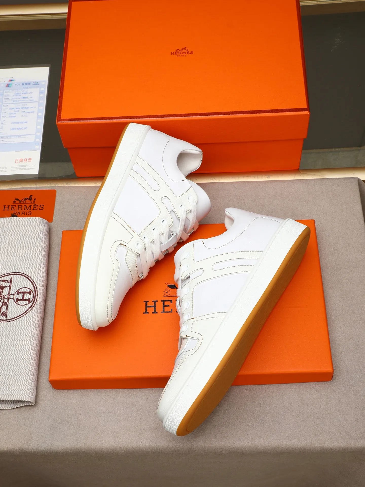 Men's shoes 💰720 [HERMES] Hermès - High-end quality original 🔍🔍🔍 casual sneakers - Upper: 🔝 Napa calfskin, shoe body sewn with brand 'H' totem - Lining: water-dyed cowhide - Outsole: original TPR. :38-44 (45, can be customized)